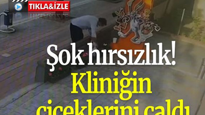 Şok hırsızlık! Kliniğin çiçeklerini çaldı